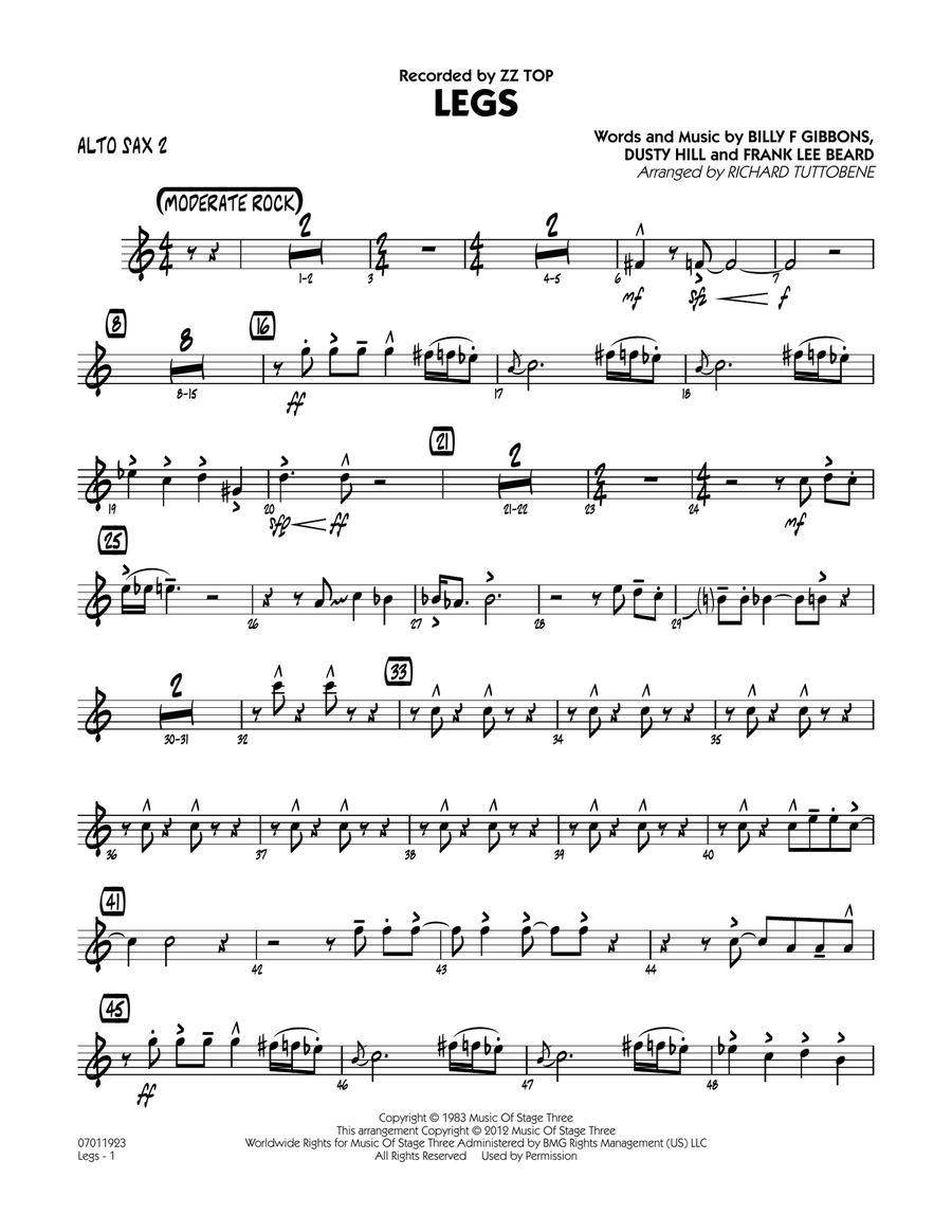 Legs - Alto Sax 2 Jazz Ensemble scores gallery preview page 1