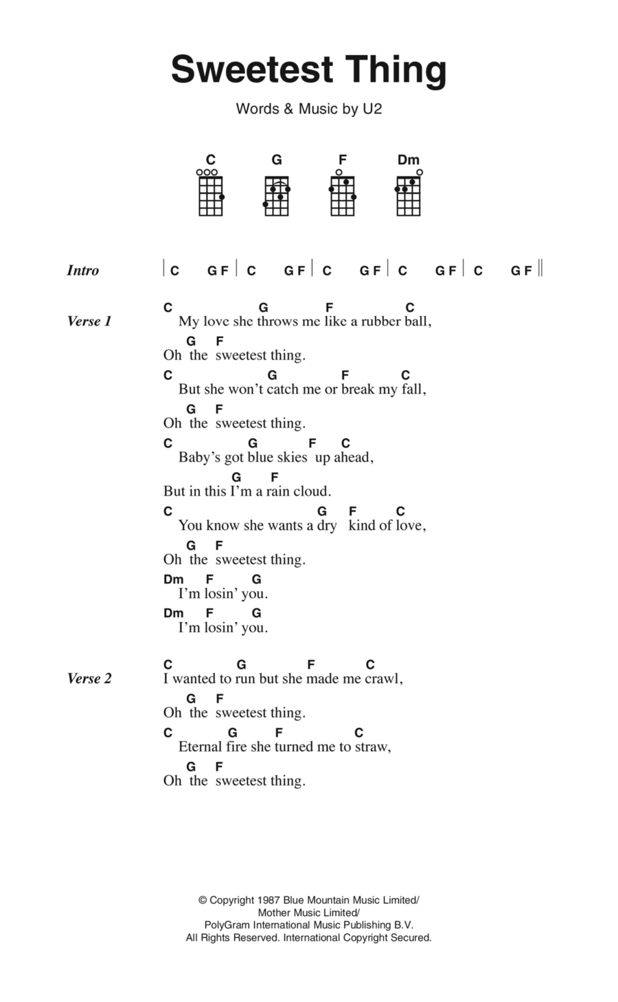 Sweetest Thing Ukulele scores gallery preview page 1