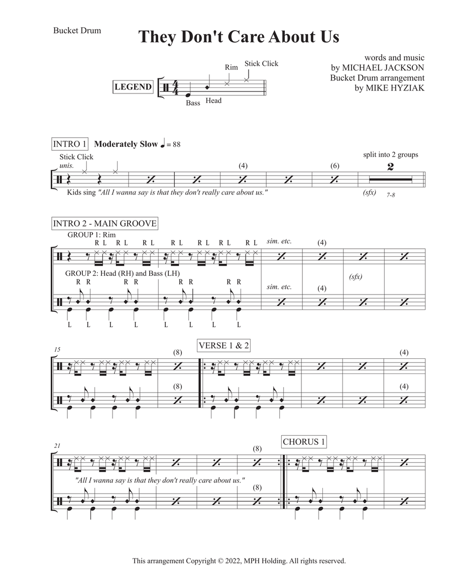 They Don't Care About Us Percussion scores gallery preview page 1