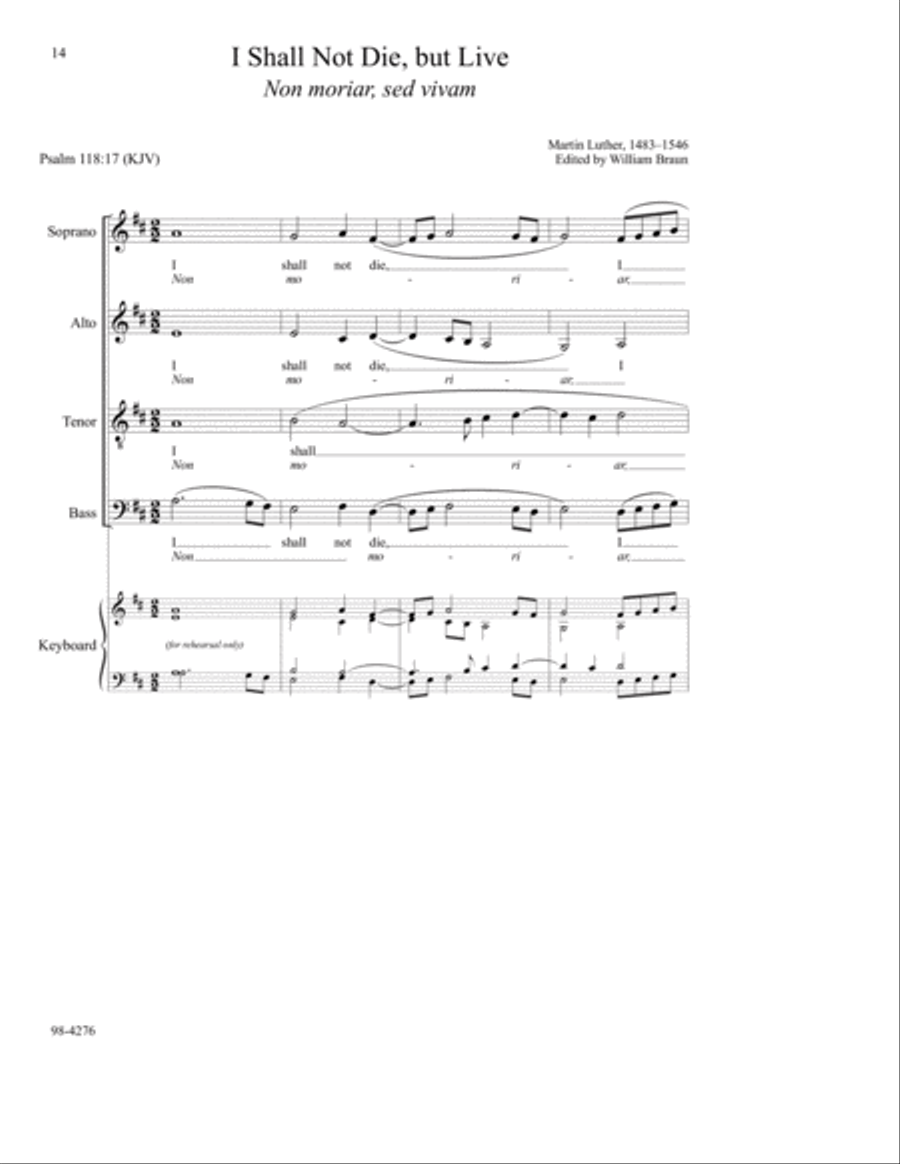 I Shall Not Die, but Live: Two Reformation Motets 4-Part scores gallery preview page 4