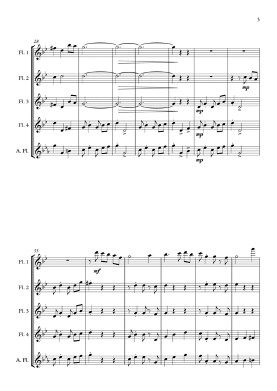 The House of the Rising Sun - for Flute Quartet Flute Quartet scores gallery preview page 3
