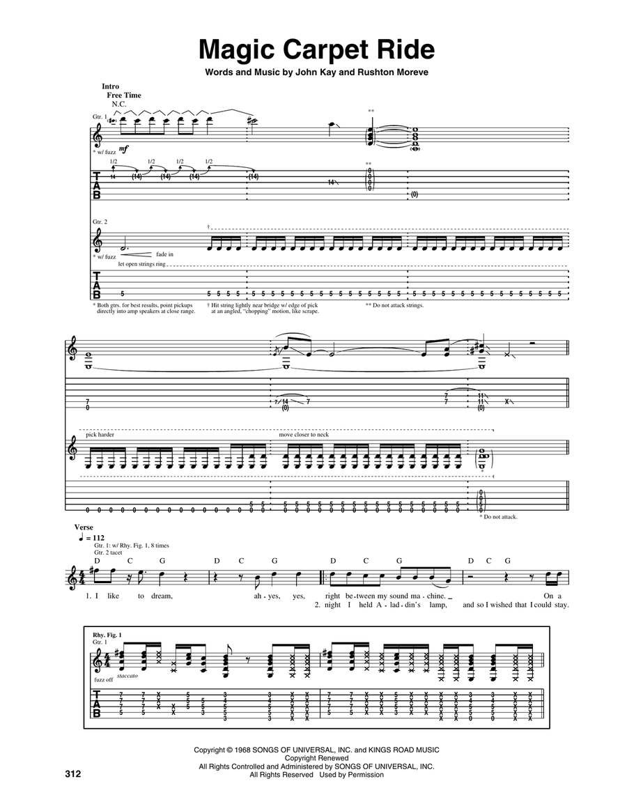 Magic Carpet Ride Acoustic Guitar scores gallery preview page 1