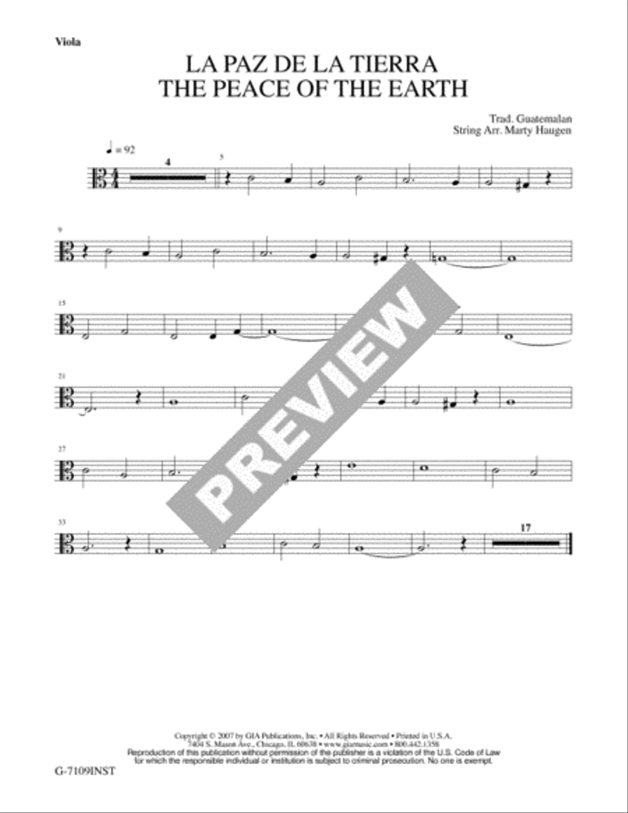 La Paz de la Tierra / The Peace of the Earth - Instrument edition Cello scores gallery preview page 4
