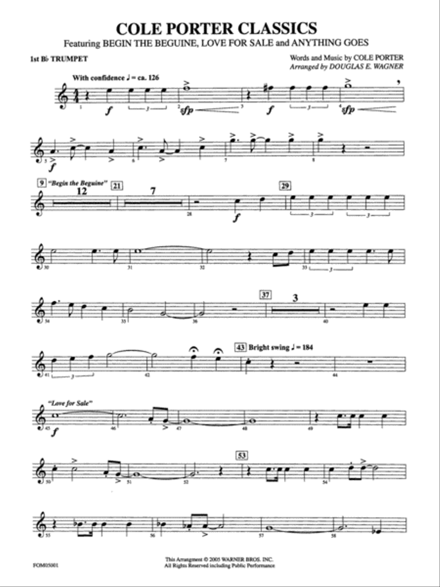 Cole Porter Classics: 1st B-flat Trumpet Full Orchestra scores gallery preview page 1