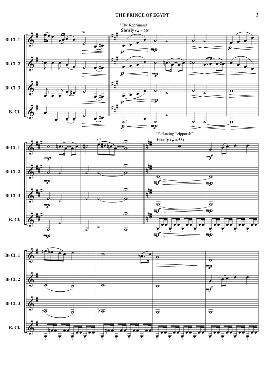 The Prince Of Egypt Clarinet Quartet scores gallery preview page 4