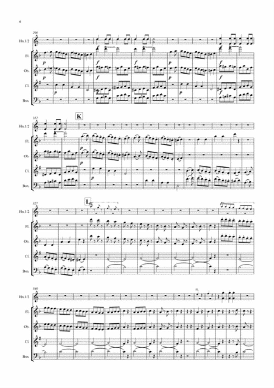 Mozart: Ein Musikalischer Spass (A Musical Joke) K522 Mvt.IV Presto - wind sextet/quintet Woodwind Quintet scores gallery preview page 6