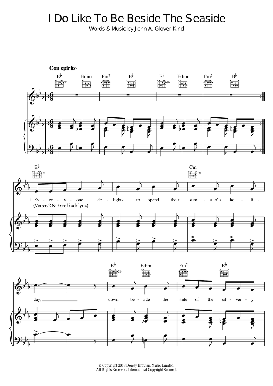 I Do Like To Be Beside The Seaside Piano, Vocal, Guitar scores gallery preview page 1