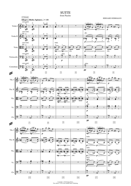 Psycho Suite by Bernard Herrmann String Orchestra - Digital Sheet Music