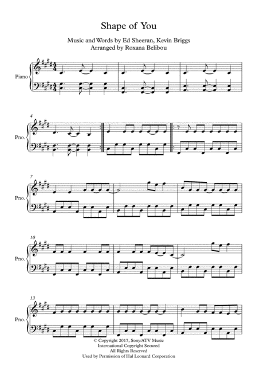 Shape Of You Shape Of You Piano Solo scores gallery preview page 1