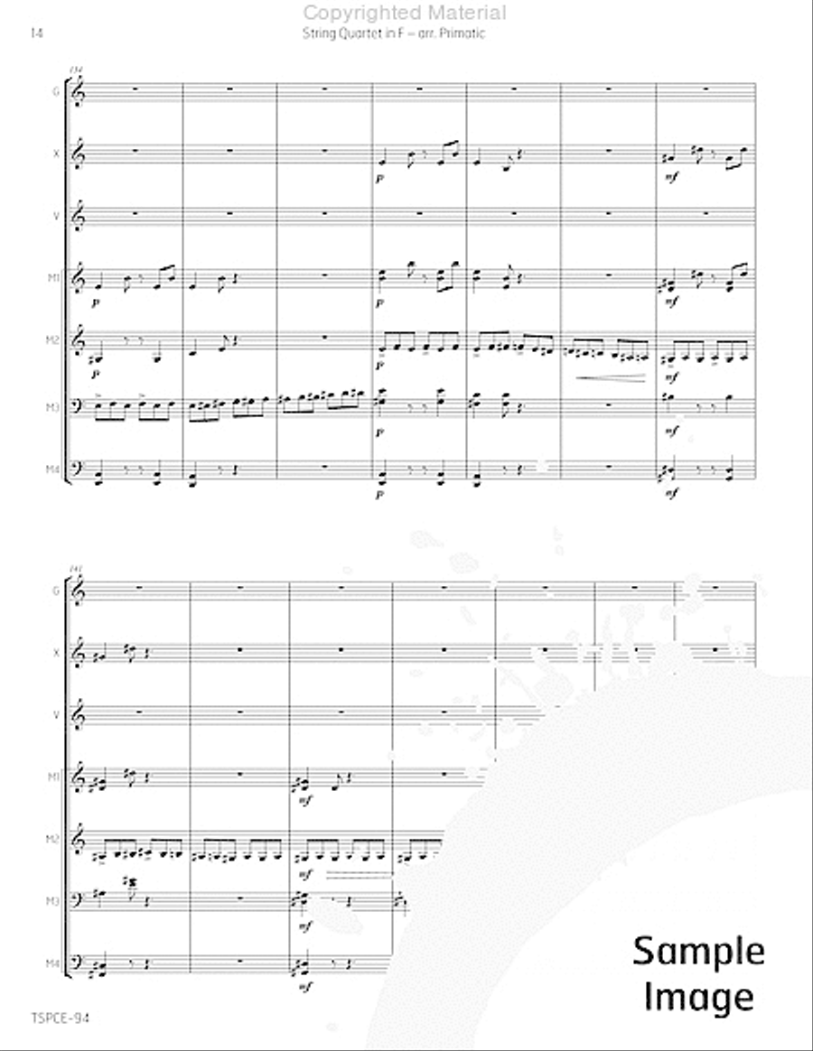String Quartet in F Percussion Ensemble scores gallery preview page 17