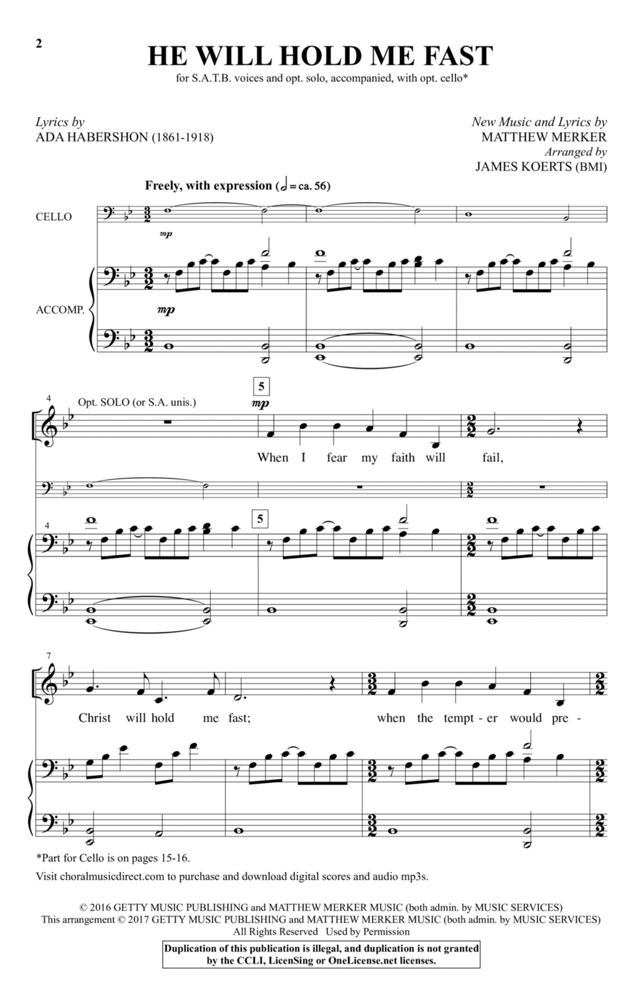 He Will Hold Me Fast He Will Hold Me Fast 4-Part scores gallery preview page 1