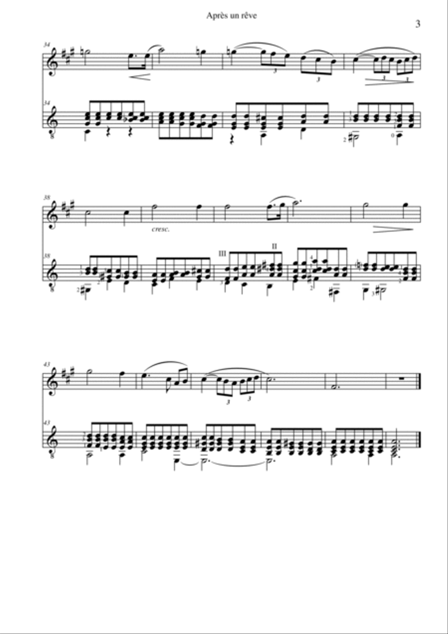 Après un rêve (After a dream) (alto saxophone and guitar) Alto Saxophone scores gallery preview page 3