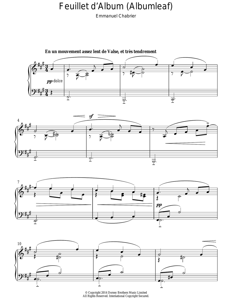 Feuillet D'album Piano Solo scores gallery preview page 1