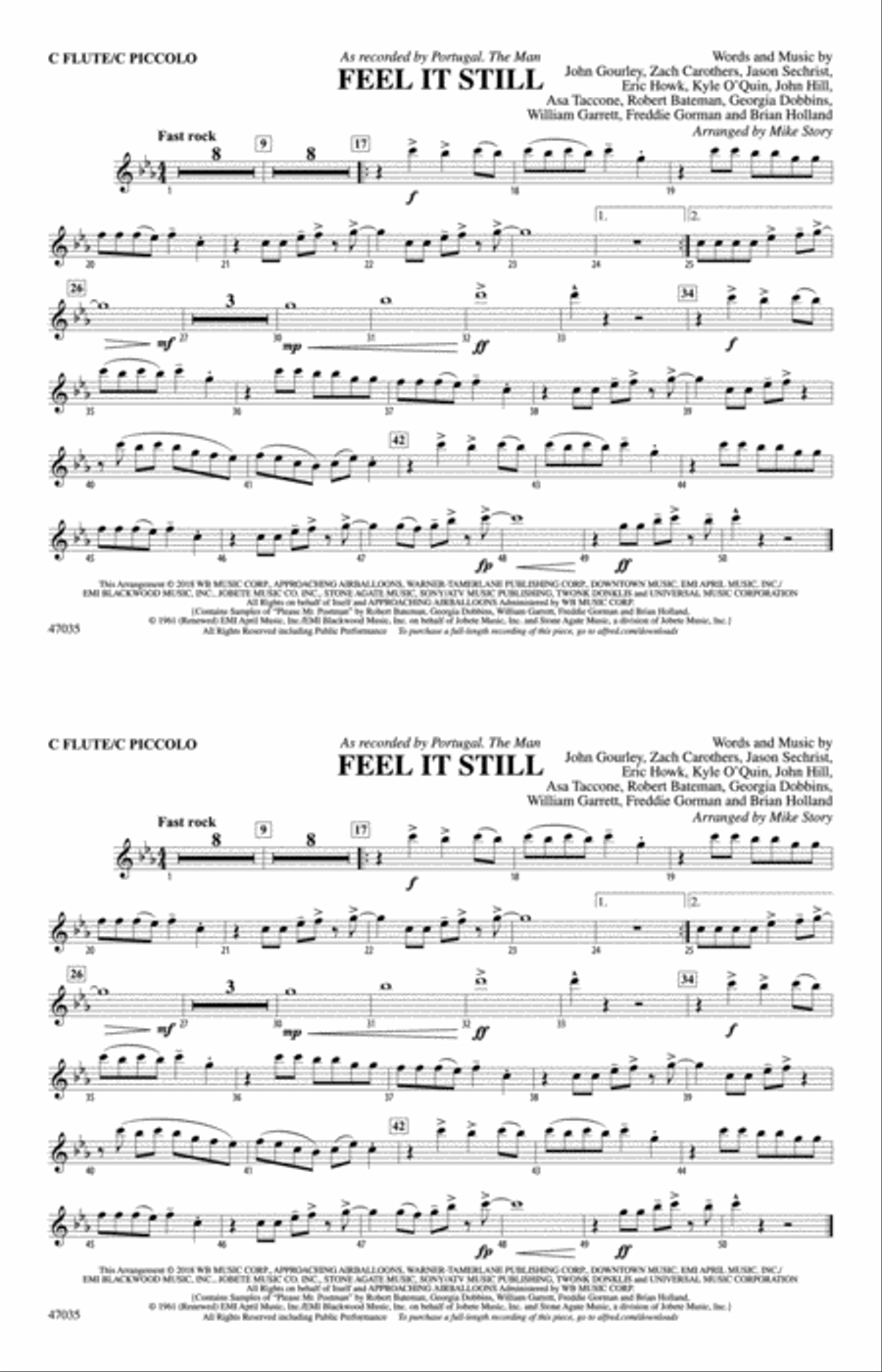 Feel It Still: Flute Feel It Still: Flute Marching Band scores gallery preview page 1
