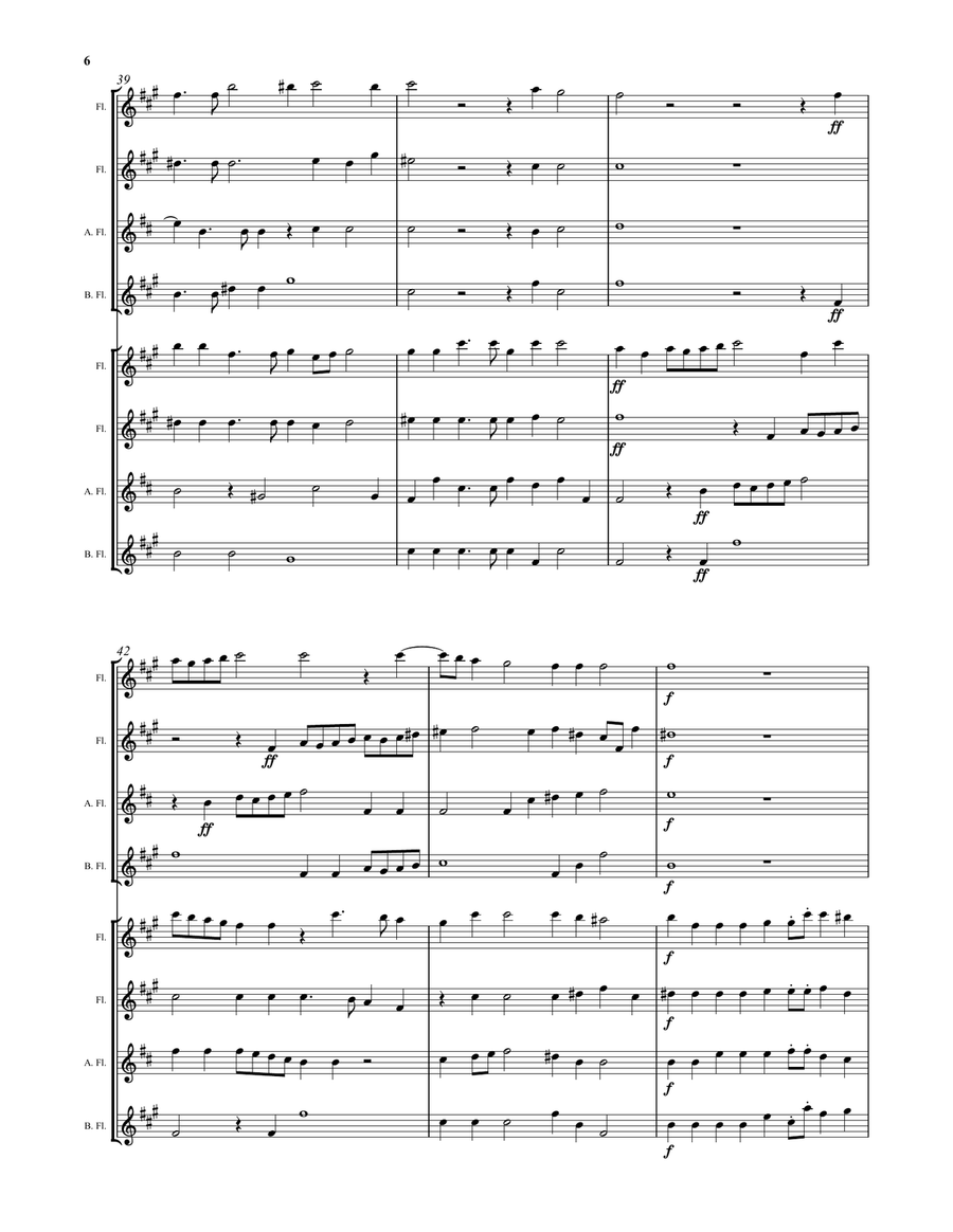 Buccinate in Neomenia Tuba (Blow the trumpet in the new moon) by Giovanni Croce for flute choir Flute Choir scores gallery preview page 6