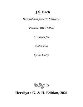 Book cover for Prelude, BWV 846/I from Das wohltemperierte Klavier (arrangement for violin solo)