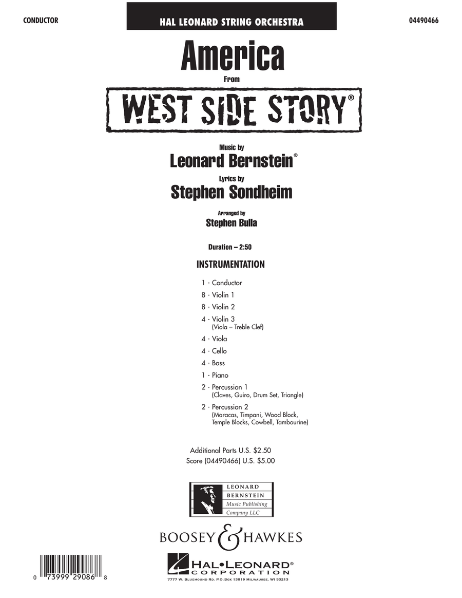 America (from West Side Story) - Full Score Orchestra scores gallery preview page 1