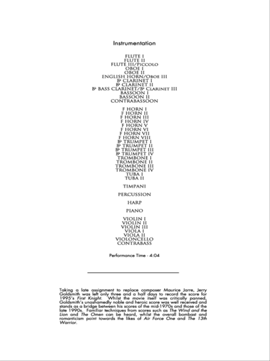 First Knight - Score Only Full Orchestra scores gallery preview page 2