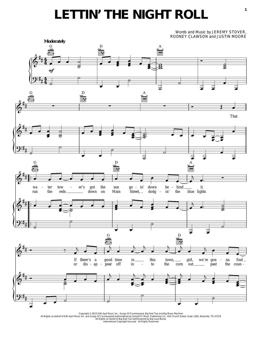 Lettin' The Night Roll Acoustic Guitar scores gallery preview page 1