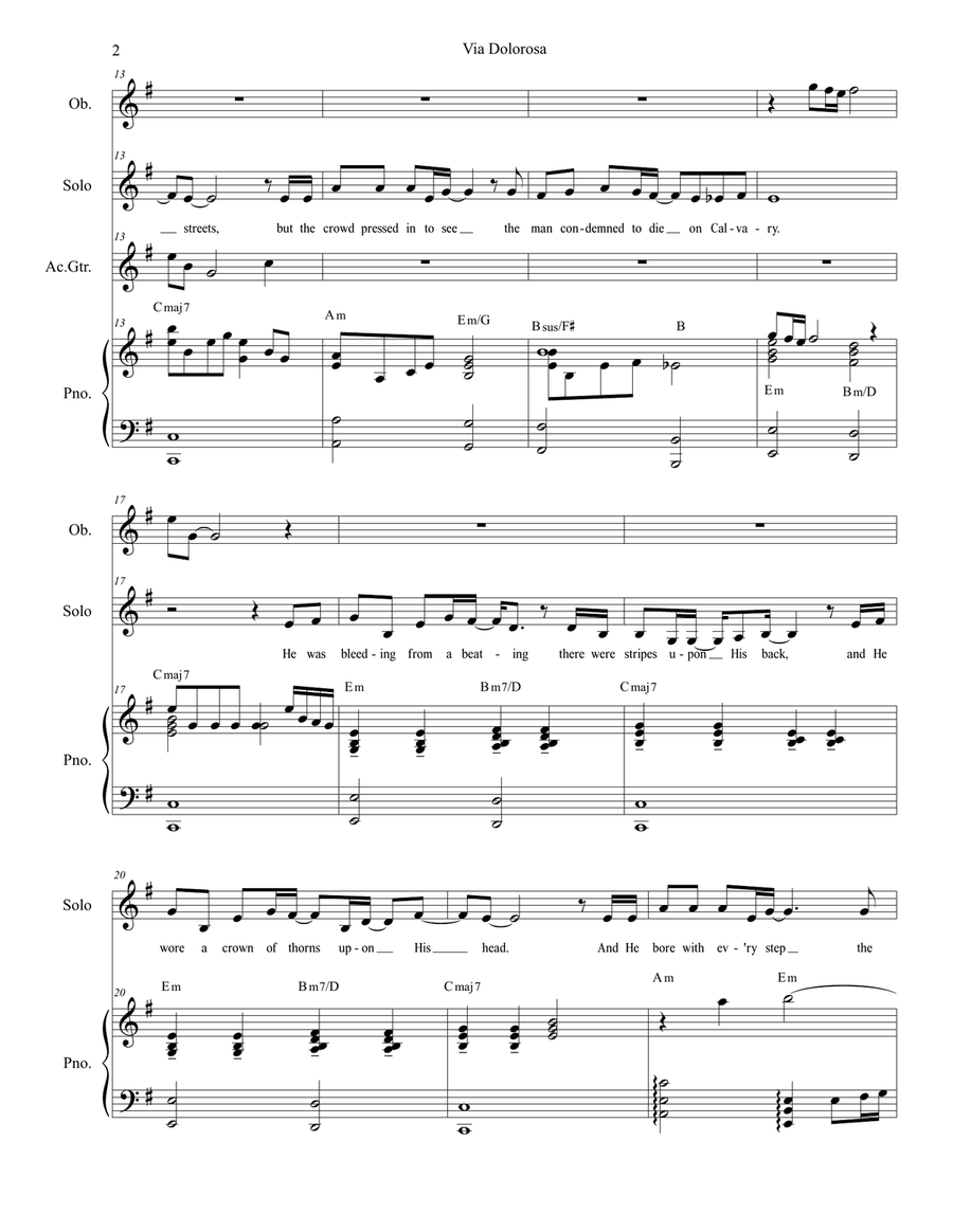 Via Dolorosa Piano, Vocal scores gallery preview page 2