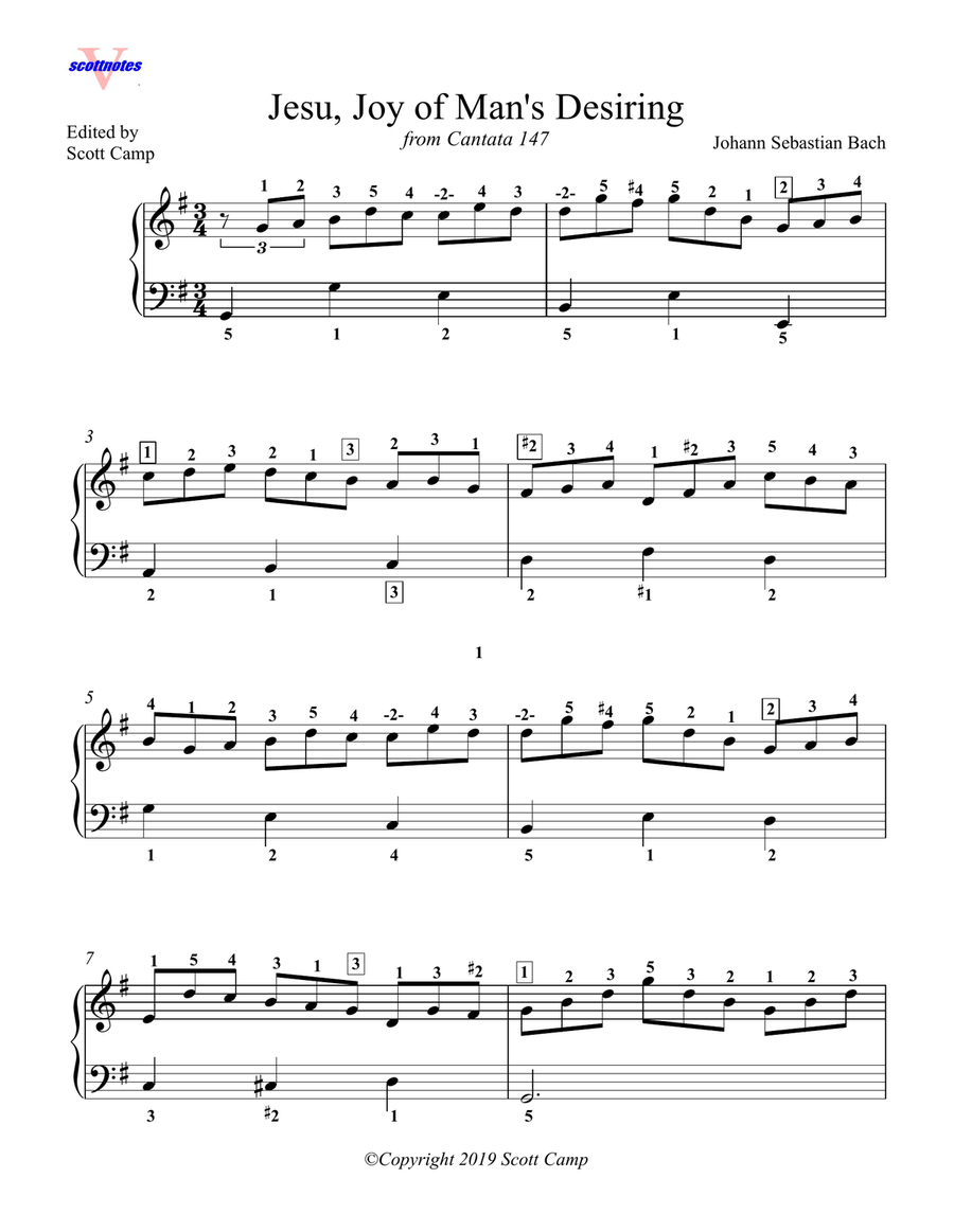 Jesu, Joy of Man's Desiring (with all piano fingering) Piano Solo scores gallery preview page 1