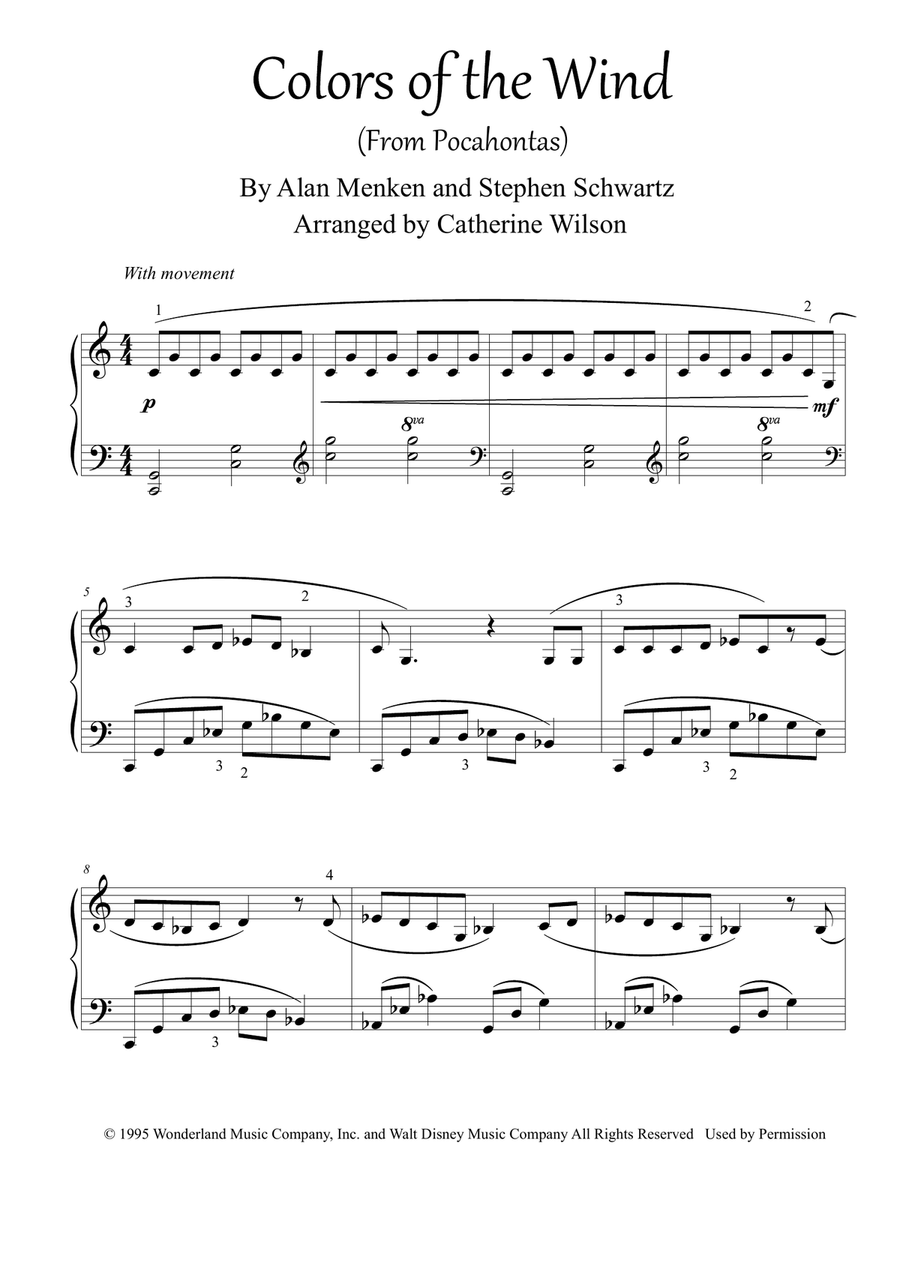 Colors Of The Wind Piano Solo scores gallery preview page 2