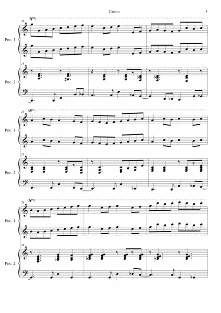 Canon Variation (Jazz Version) in D Easy Piano scores gallery preview page 3