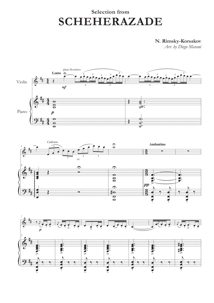 Scheherazade for Violin and Piano Chamber Music scores gallery preview page 1