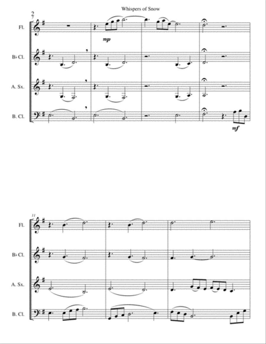 Whispers of Snow Woodwind Quartet scores gallery preview page 3