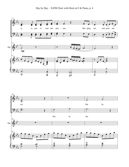 DAY BY DAY (SATB Choir with Horn in F & Piano - Score & Parts included) image number null