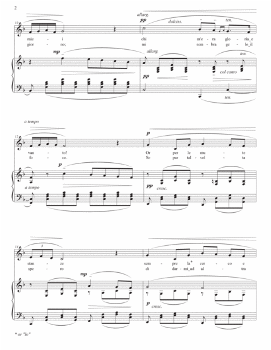 DONAUDY: O del mio amato ben (transposed to F major) Voice scores gallery preview page 3