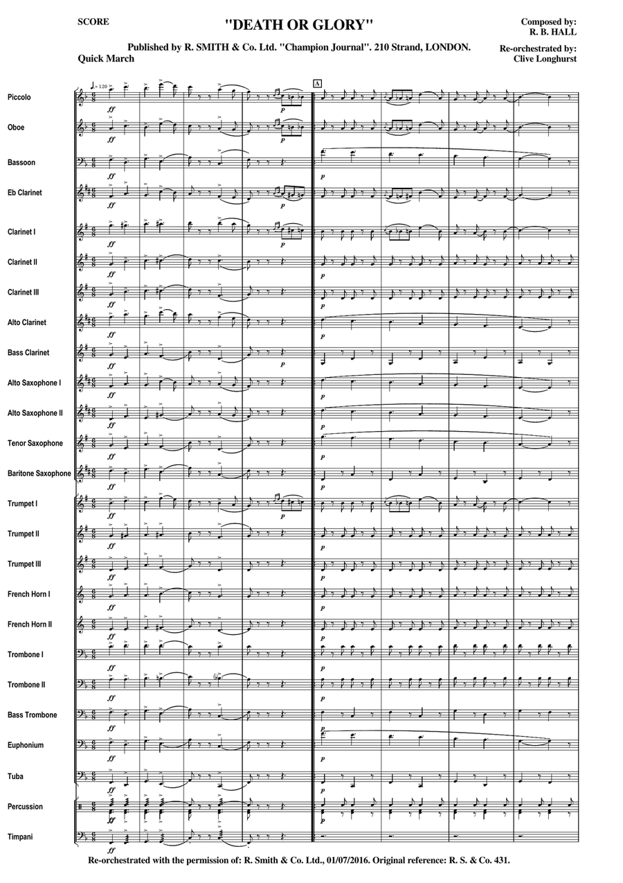 Death Or Glory Death Or Glory Concert Band scores gallery preview page 1