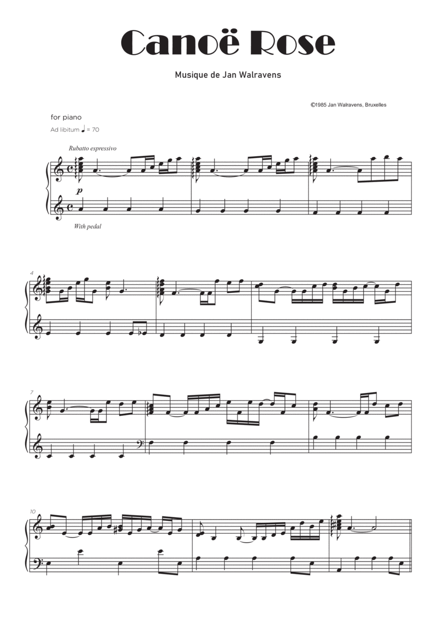 Canoë Rose Canoë Rose Piano Solo scores gallery preview page 1