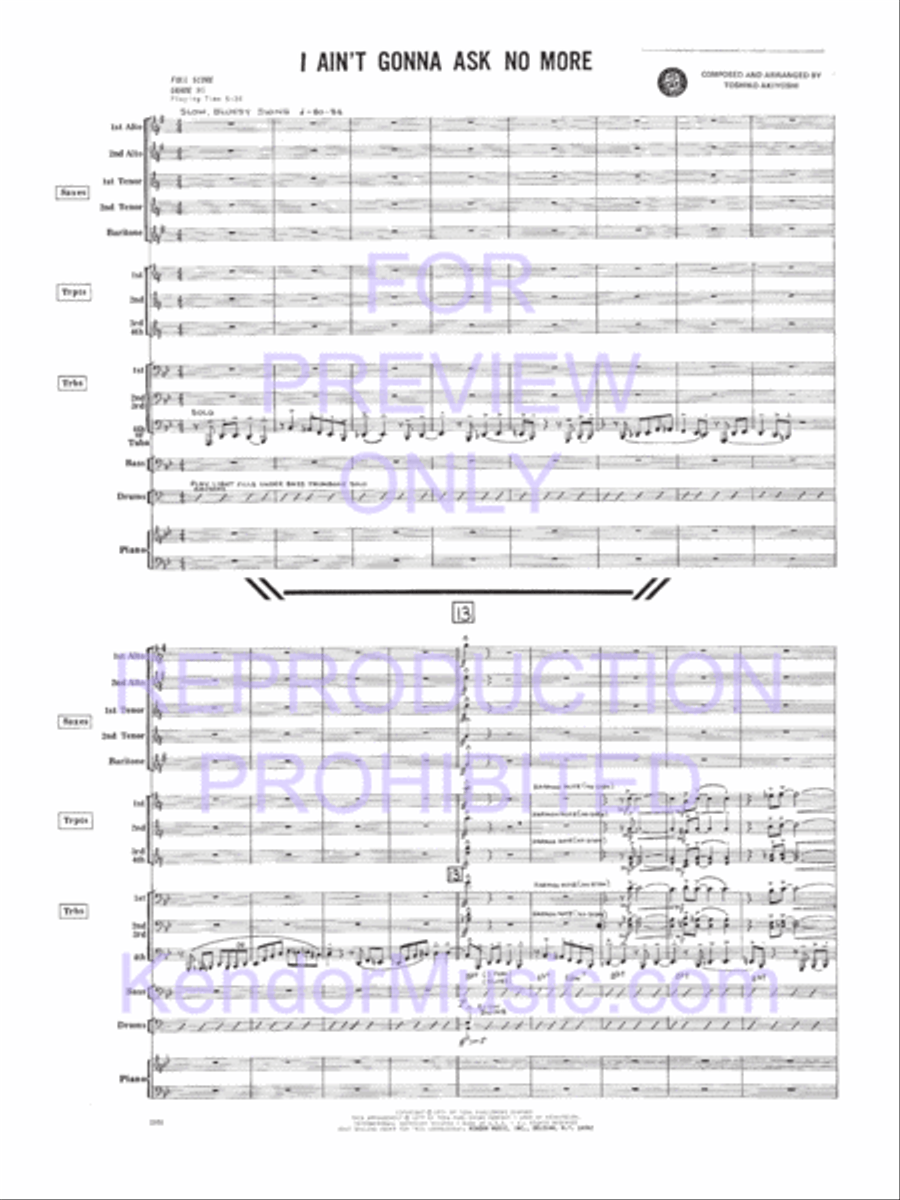 I Ain't Gonna Ask No More Jazz Ensemble scores gallery preview page 2