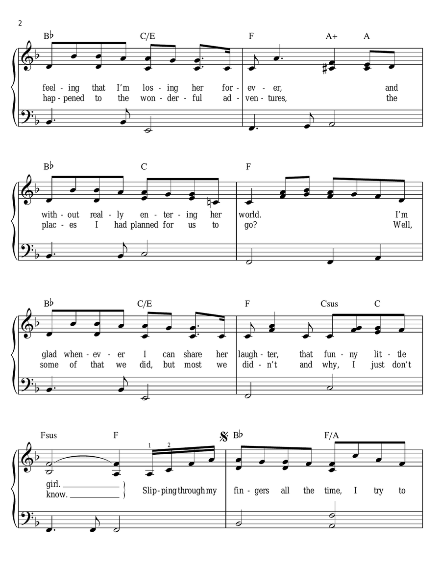 Slipping Through My Fingers Easy Piano scores gallery preview page 2