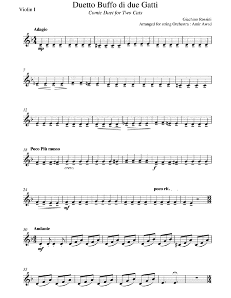 Rossini : Cat Duet for 2 Sopranos and String Orchestra String Orchestra scores gallery preview page 4