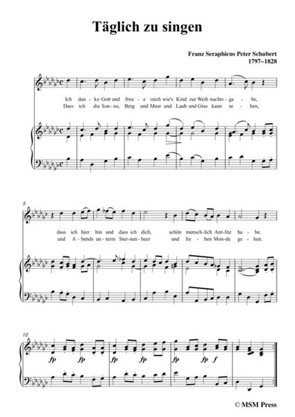 Schubert-Täglich zu singen,in G flat Major,for Voice&Piano image number null