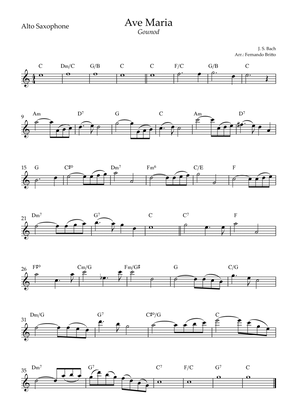 Ave Maria (Gounod) for Alto Saxophone Solo with Chords (Eb Major)