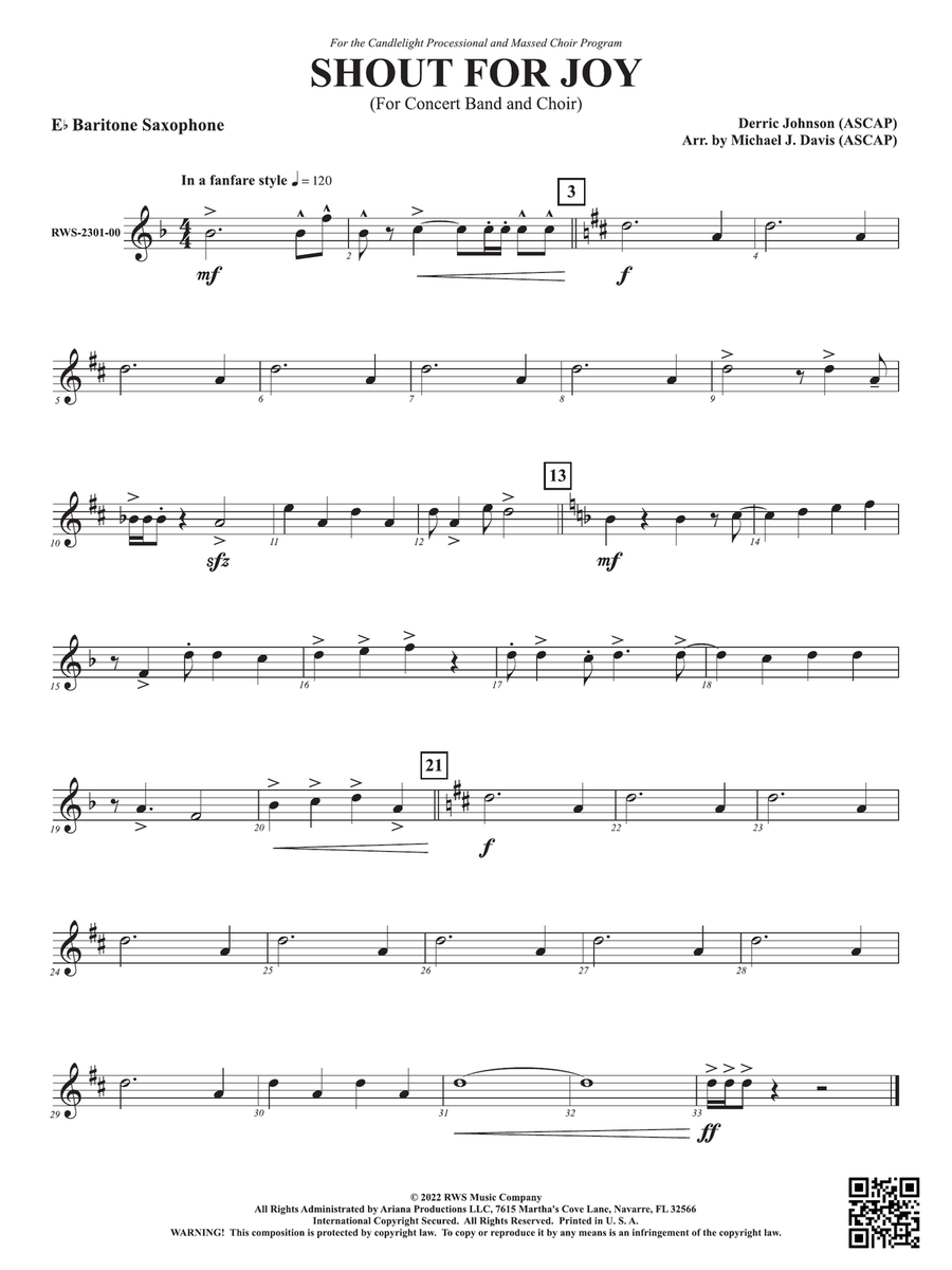 Shout for Joy - For Concert Band and Choir: E-flat Baritone Saxophone