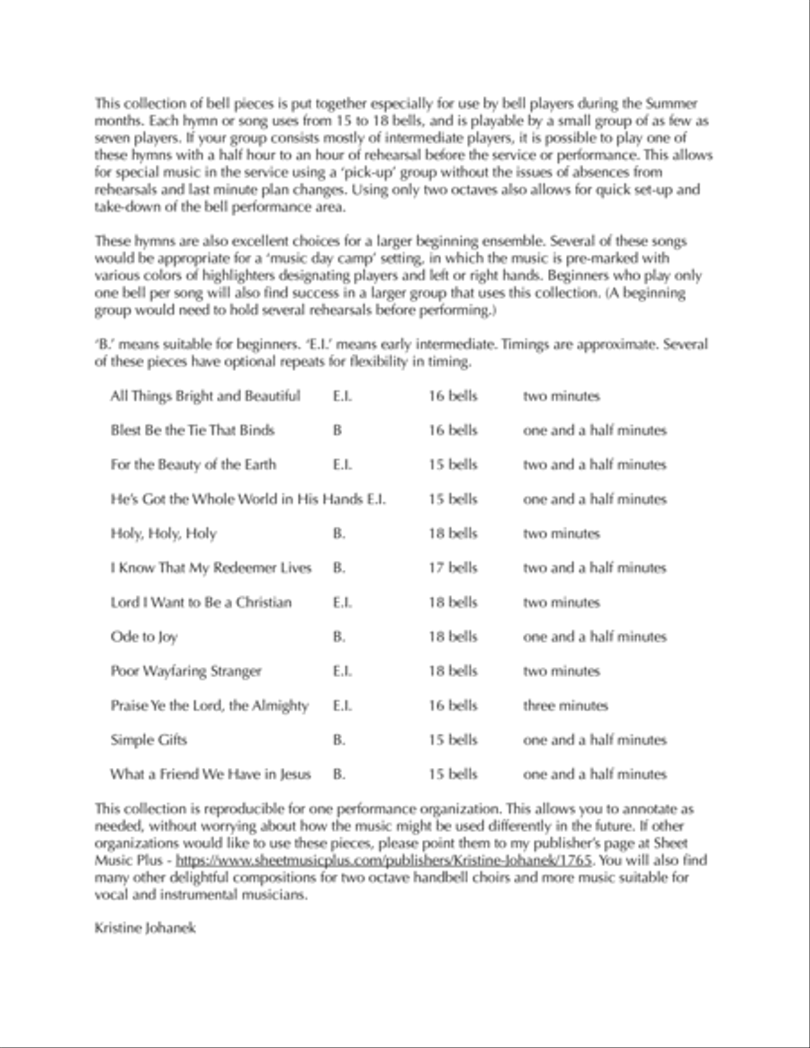 Summer Bells - 12 Hymns for 2-octaves (15 - 18 bells, reproducible) 2-Octaves scores gallery preview page 3