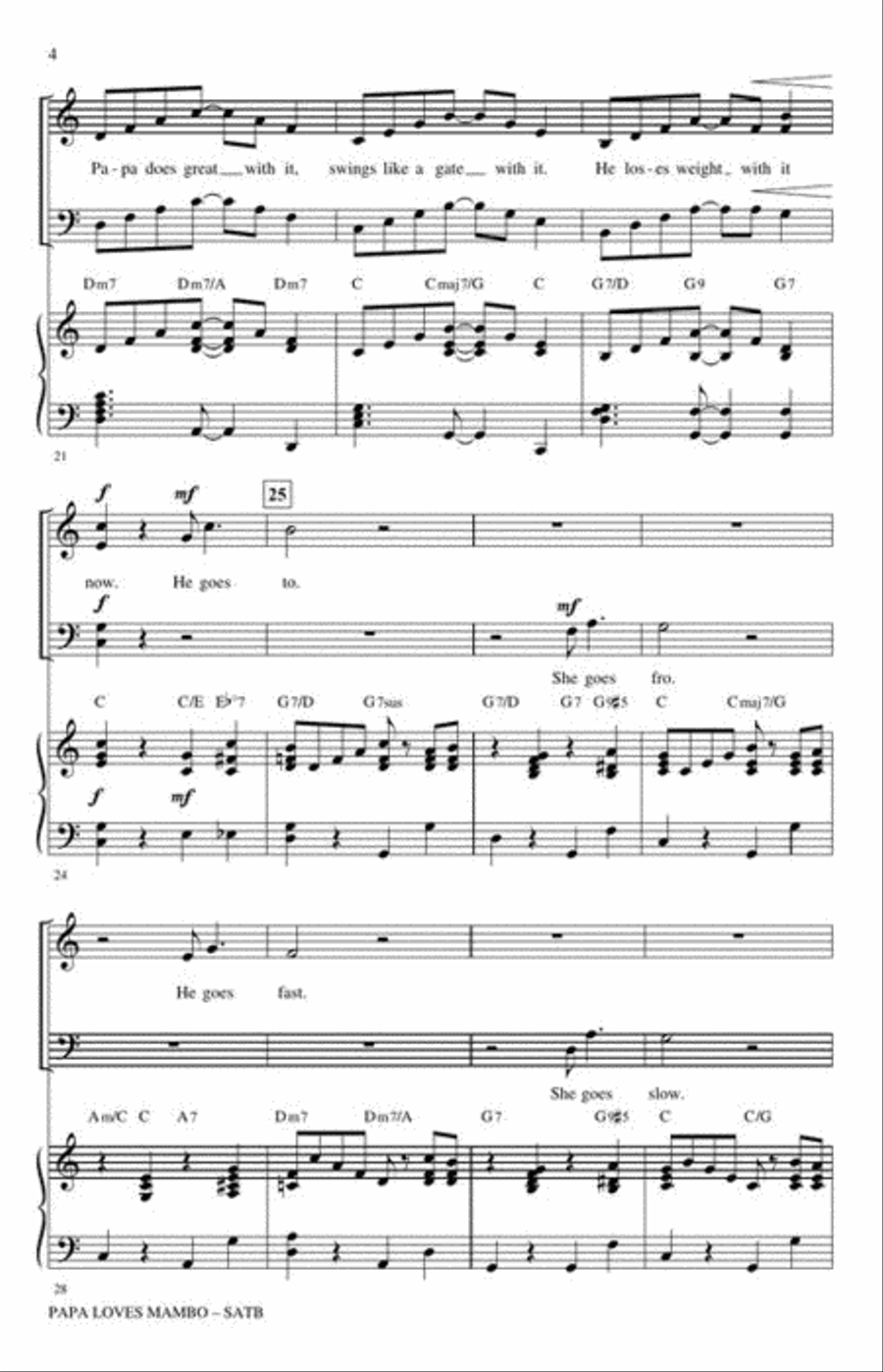Papa Loves Mambo 4-Part scores gallery preview page 5