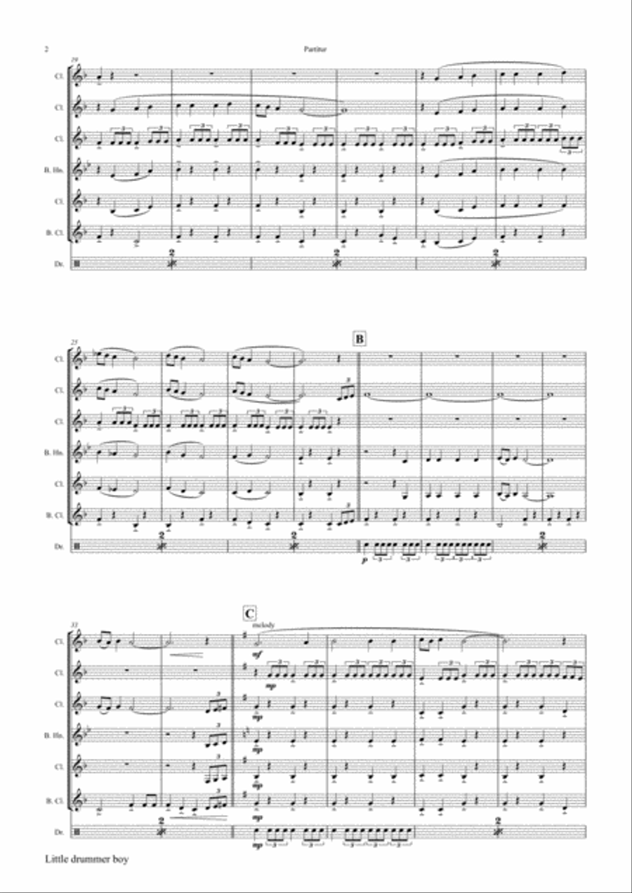 The Little Drummer Boy Clarinet Quintet scores gallery preview page 2