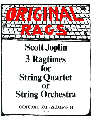 Book cover for 3 ragtimes for string quartet or string orchestra, Volume 1