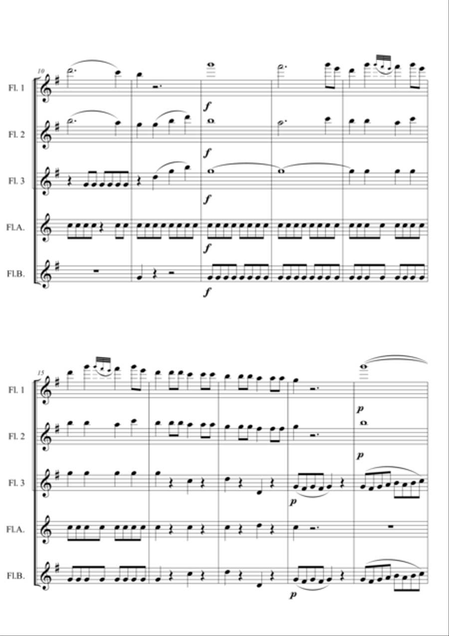 The Marriage of Figaro - OUVERTURE for Flute Choir Woodwind Quintet scores gallery preview page 2