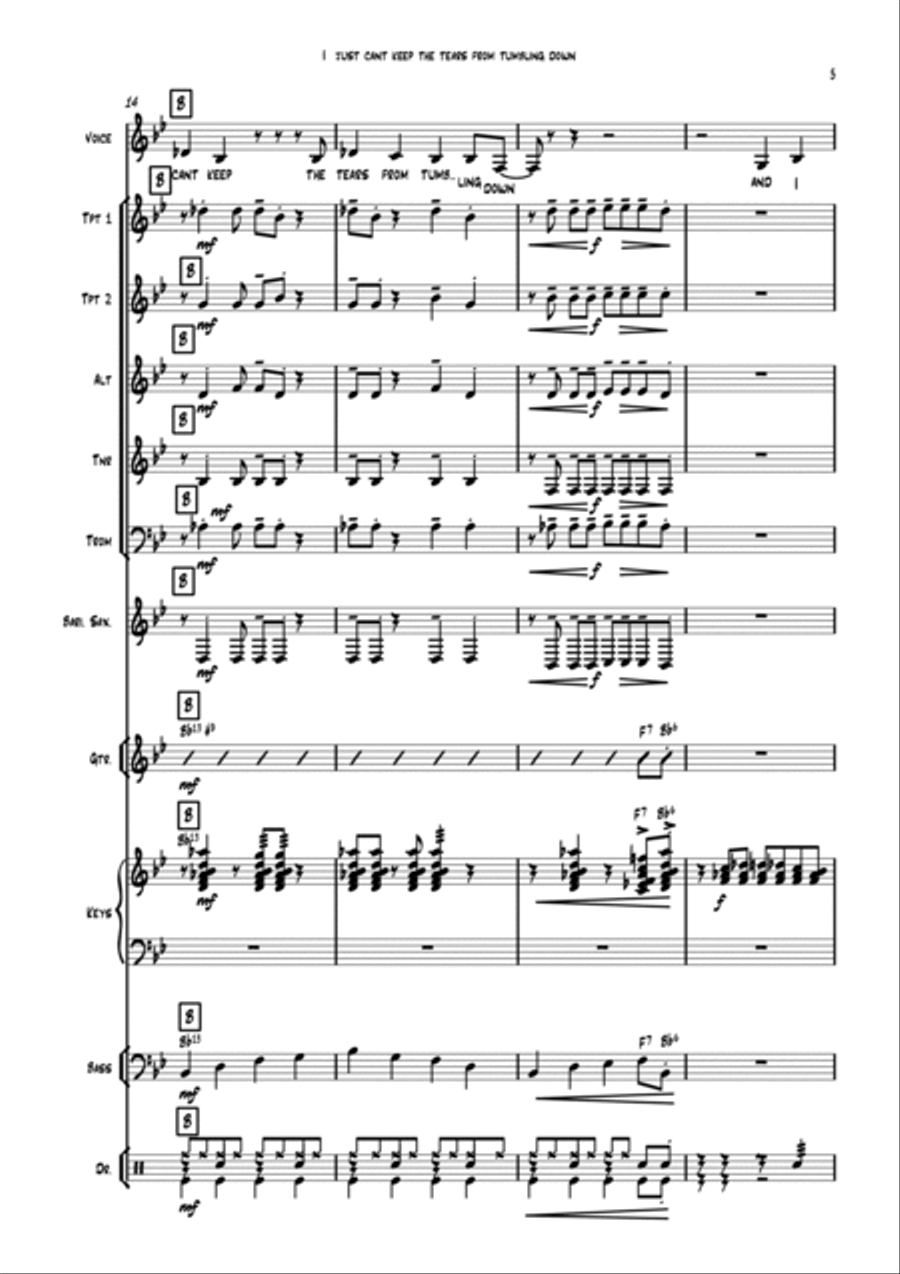 I Just Can't Keep The Tears From Tumblin Down Jazz Ensemble scores gallery preview page 5