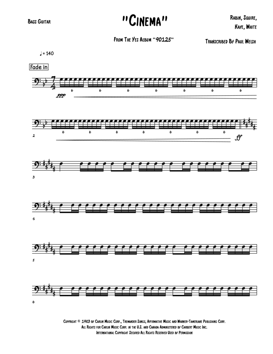 Cinema Bass Guitar scores gallery preview page 1