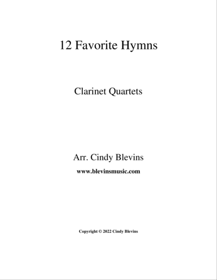 12 Favorite Hymns, Clarinet Quartet Clarinet Quartet scores gallery preview page 6