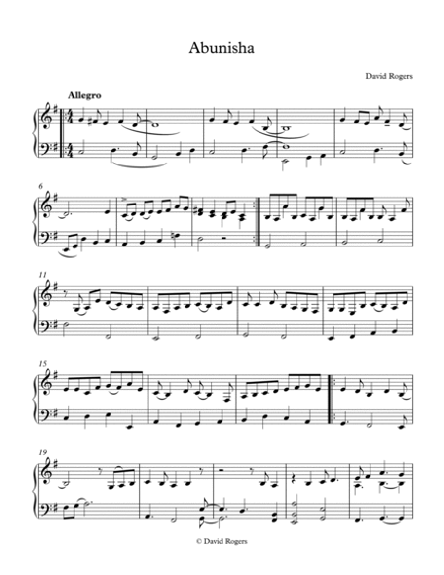 Abunisha Piano Solo scores gallery preview page 1