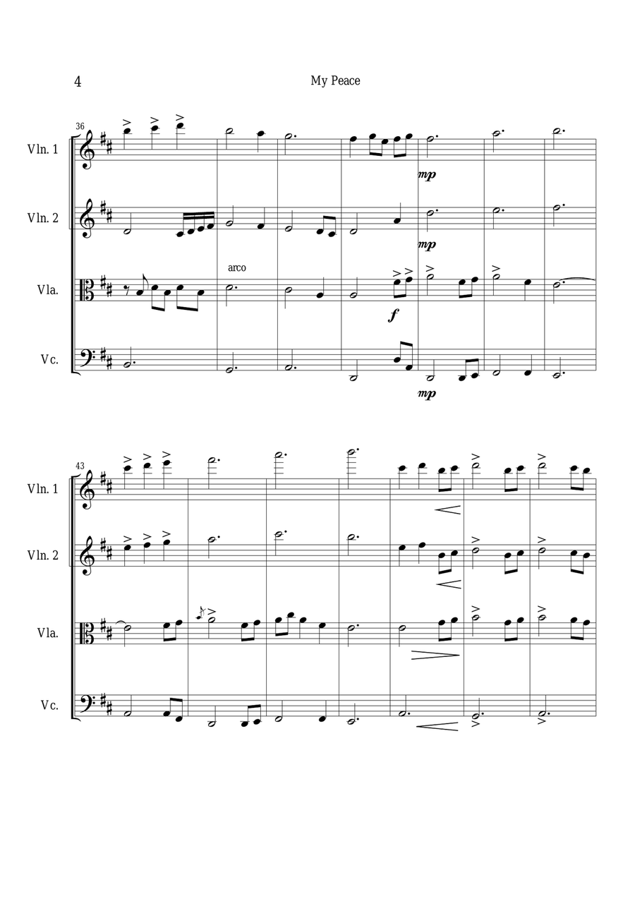 Maranatha Singers MY PEACE - String Quartet/Orchestra String Quartet scores gallery preview page 5