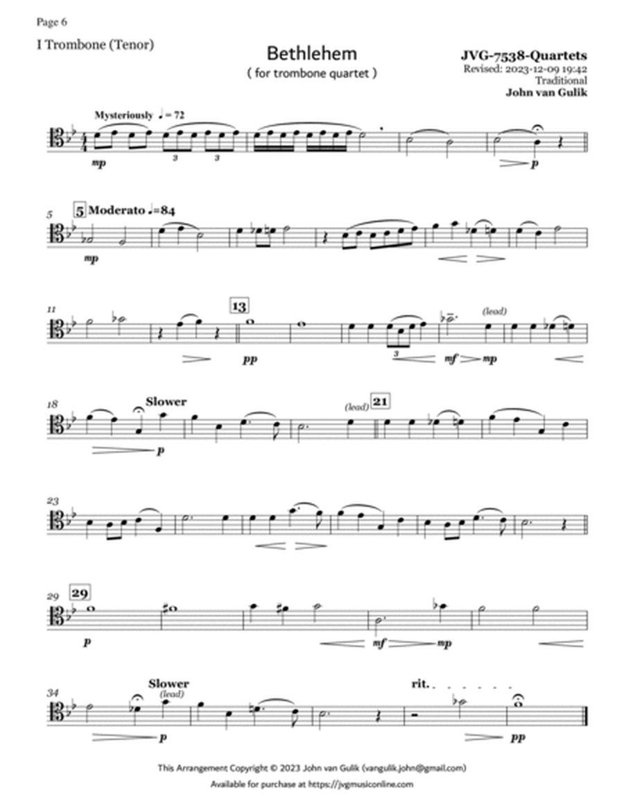 Trombone Quartets For Christmas Vol 1 - Part 1 - Tenor Clef